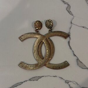 Gold-Tone Interlocking CC Drop Earrings - Designer Style